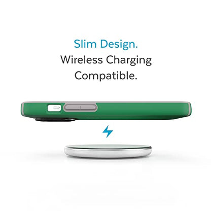 Speck iPhone 14 Pro Max Case - Slim, Drop Protection, Scratch Resistant, Soft Touch, Dual Layer, Renew Green/Sweater Grey CandyShell Pro - color: Renew Green/Sweater Grey