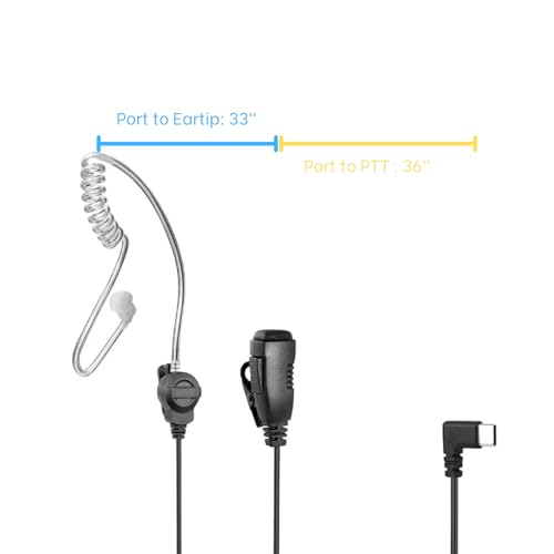 PTT Earpiece USB C - Earbuds with PTT Button and Mic (for Teams, Zello, and Other Walkie Talkie Apps on Android/iOS Smartphones) - style: Single USB C (1-pack)