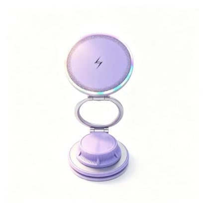 Purple Fast Wireless Car Charger, Magnetic Dashboard Phone Holder, 360 Rotating Foldable Bracket, Compatible with MagSafe - color: Purple