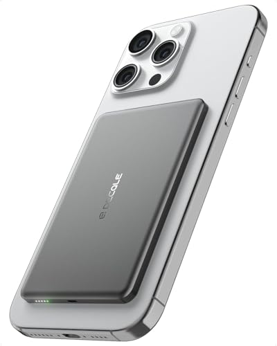 “Air” Power Bank for MagSafe 5000mAh Ultra Slim Battery Charger Case | Magnetic Wireless Portable Battery Charger Case with USB-C Cable, Compatible with iPhone 17/16/15/14/13/12 Series Only (Grey) - color: Gray
