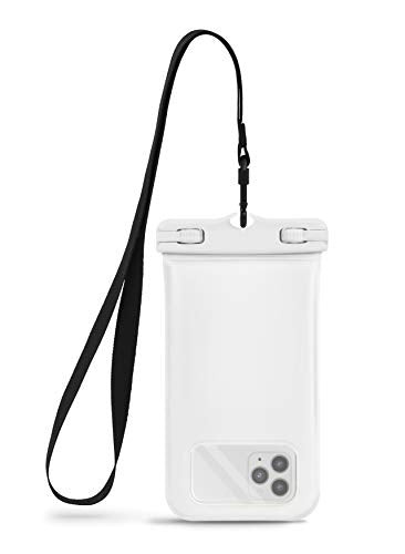 CaliCase Universal Waterproof Floating Phone Pouch - IPX8 Waterproof Floating Phone Case with Lanyard for iPhone X-15/ S20-S24/ Pixel 4-8 - White - color: White