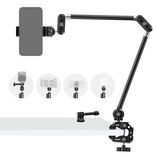 NEEWER 30" Articulating Magic Arm with Desk Super Clamp/Action Cam Mount/Phone Holder, Overhead Camera Mic Boom Stand, Compatible with GoPro iPhone DSLR Webcam Microphone Video Recording, UA056 - style: UA056