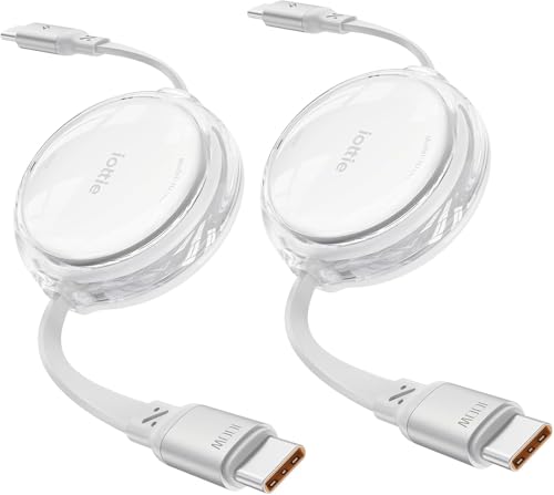 iOttie Basix 100W Retractable USB-C Cable, Fast Charging USB C-to-C Cable with 4 Adjustable Cable Lengths, USB C Cable for iPhone 17/17 Air/17 Pro/Pro Max, 16, 15 Series, Samsung S24/23+