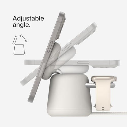Belkin Qi2 15W Wireless Charging Dock, 2 in 1 Fast iPhone Charger - color: Sand, style: Latest Gen