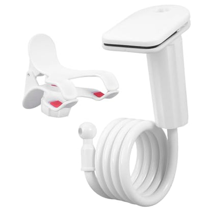 Metal Arm Phone Holder for Bedside Table Desk Adjustable Clamp Stand for Mobile Device Screen 360 Degree Rotation Design Bedside Phone Holder for Watching Moviesp - color: White
