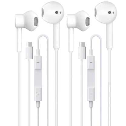 2 Pack Headphones USB C Wired for iPhone 17/17 Pro Max/17 Pro/16/15,Earphones in Ear HiFi Stereo Type C Earbuds Built-in Microphone & Volume Control for Galaxy S25 S24 S23