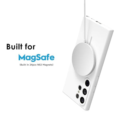 oakxco for Samsung Galaxy S23 Ultra Case Silicone Mag Safe, Magnetic Slim Thin Phone Case Compatible with Magsafe, Women Girls Cute Girly Aesthetic Soft Rubber Gel Safecase with Camera Cover, White - color: White, size: S23 Ultra