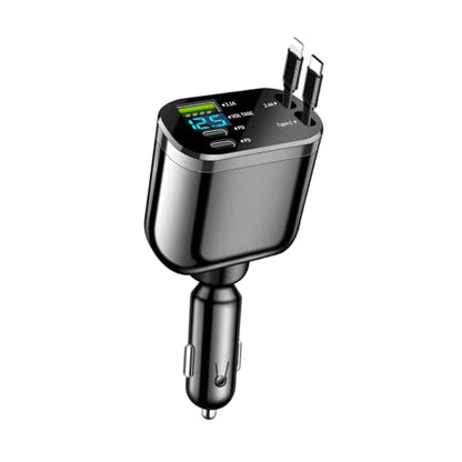 Ankuee Retractable 4-in-1 Car Charger with Dual USB-C Cables
