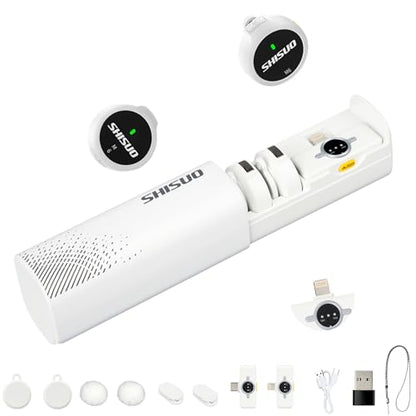 Wireless Microphone for iPhone Android, Magnetic Lavalier Lapel Mic - color: White