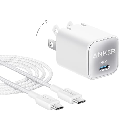 Anker Nano Phone Charger, 30W Portble and Foldable USB C GaN Charger - color: white