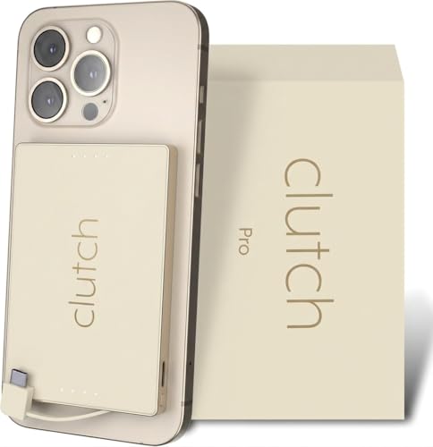 Clutch - Pro USB-C Portable Charger - Compatible with iPhone 15, 16, 17 & Android Devices - Power Bank Magnetic Battery - TSA Travel Approved - USB Rechargeable - Built-in Cable - 5000 mAh - 3.7oz - color: Ivory
