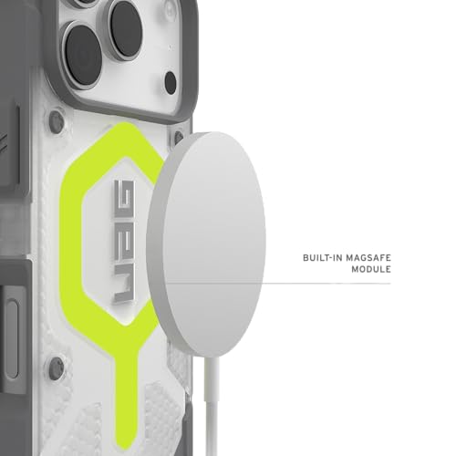 URBAN ARMOR GEAR UAG Designed for iPhone 17 Pro Case Pathfinder Clear - Compatible with MagSafe Luminous Glow in The Dark Military Grade Protective Cover, Active Neon - color: Pathfinder Clear - Active Neon