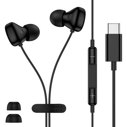 USB C Headphones for Samsung Phone, Wired Earbuds for Android Phone Samsung - color: Black