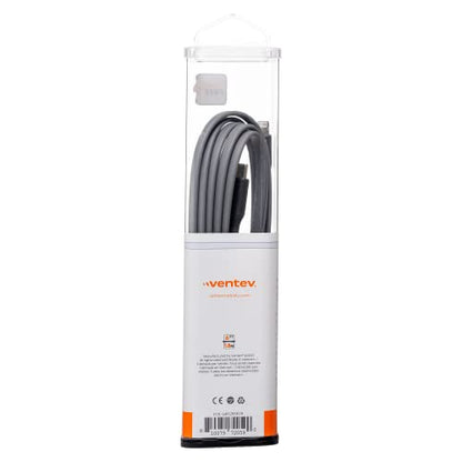 Ventev USB-C to Apple Lightning High-Speed Tangle-Free Flat Cable for iPhone 1-14, AirPods, iPads and More Devices (6 Foot, Gray) - size: 6 feet