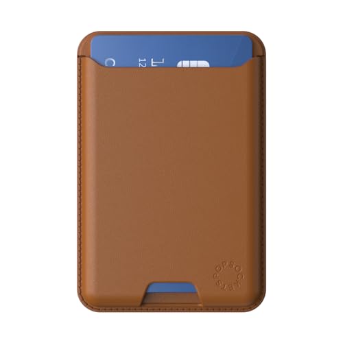 PopSockets Softgoods Phone Wallet and Adapter Ring for MagSafe, Phone Card Holder, Wireless Charging Compatible, Wallet Compatible with MagSafe® - Cognac - color: Cognac, style: Without Grip