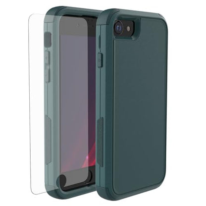 X-belmox Heavy Duty Phone Case for iPhone SE 2022 (3rd Gen) with Glass Screen Protector, 3 in 1 iPhone SE 2020 Case [Shockproof] Rugged Protective [Drop Proof] iPhone 7/8 case 4.7" - Dark Green - color: Dark Green