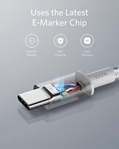Anker USB C to USB C Cable, 100W Fast Charging Cable (2-Pack, 6 ft, Silver) - color: Silver, size: 6ft