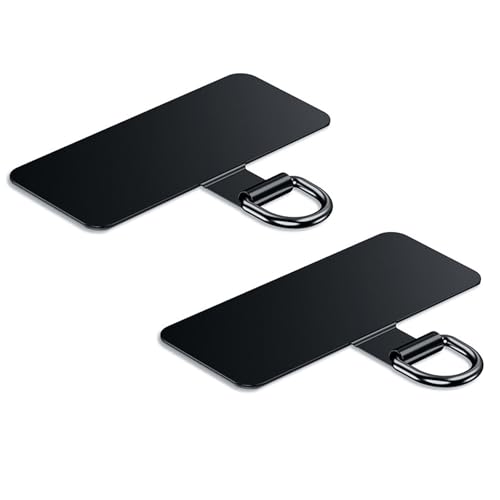 Phone Lanyard Tab, Heavy Duty Tether Tab for iPhone & Android, Metal Lanyard Patch & Strap Adapter, 44lbs Load Capacity, Universal Phone Case Insert for Strap & Charm (Black+Black) - color: Black+Black