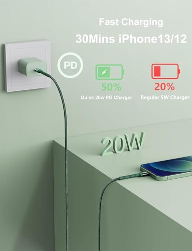 iPhone Charger Cable 10FT, 2Pack USB C to Lightning Cable Fast Charging - color: Green, size: 10FT, style: USB C to Lightning