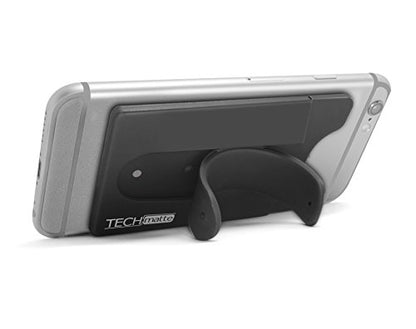 TechMatte Phone Wallet-Stick On Card Holder and Money Clip | with Built-in Phone Stand (2-Pack, Black)