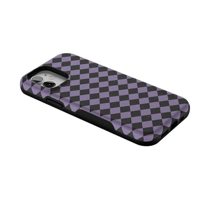 Casely iPhone 12 Mini Case | Harlequin Midnight Diamond | Black and Purple | Bold Protective Design | MagSafe Compatible Design - color: Harlequin Midnight Diamond | Black and Purple, size: Iphone 12 Mini