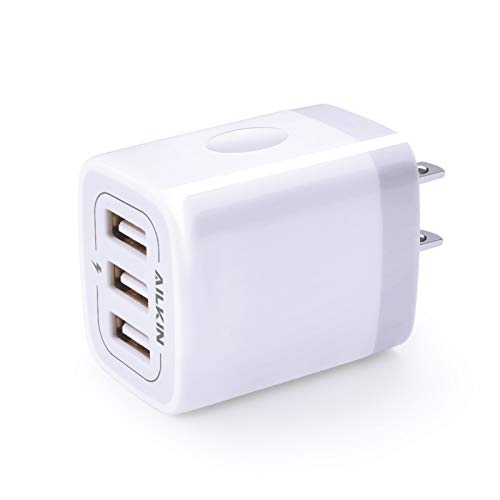 USB Charger Cube Wall Charger Plug AILKIN 3.1A 3 Muti Port USB Adapter Plug - color: Wall Charger White