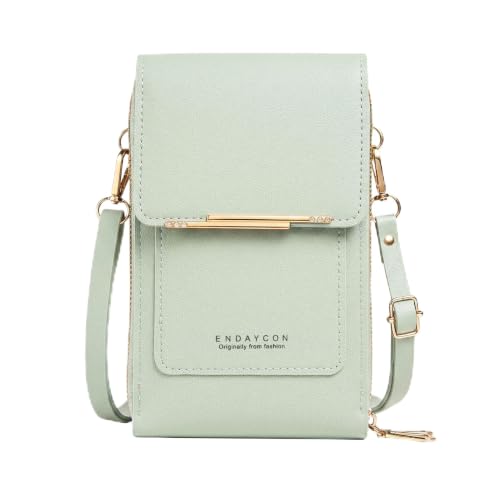 Women's Touch Screen Mobile Phone Messenger Bag, 2026 Anti Touchscreen Crossbody Phone Purse for Women,Anti-Theft Leather Bag - color: Green