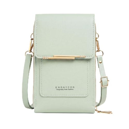 Women's Touch Screen Mobile Phone Messenger Bag, 2026 Anti Touchscreen Crossbody Phone Purse for Women,Anti-Theft Leather Bag - color: Green