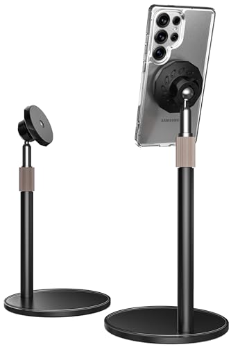Galvanox Magnetic Wireless Charging Stand for Samsung Phones - Fully Adjustable Height and Angle Desktop Charger with Super-Fast 25W Wall Adapter and USB-C Cable (Black)