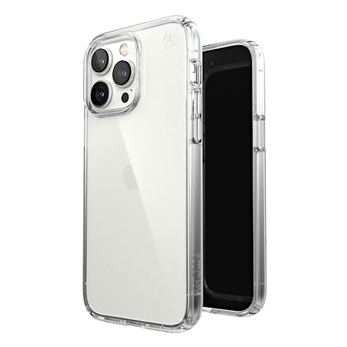 Speck Clear iPhone 14 Pro Max Case - Drop Protection, Scratch Resistant Dual Layer Slim Phone Case for 6.7 Inch iPhones 14 Pro Max - MagSafe Compatible - Anti-Yellowing - Presidio Perfect-Clear/Clear - color: Clear/Clear