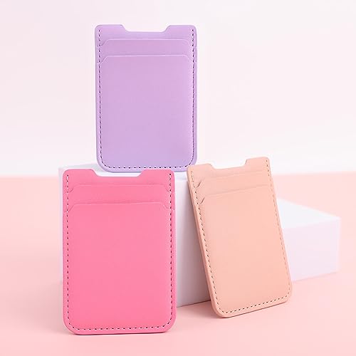 Fulgamo Phone Wallet Stick on,Card Holder for Phone Case,Phone Card Holder - color: Hot Pink,Purple,Nude