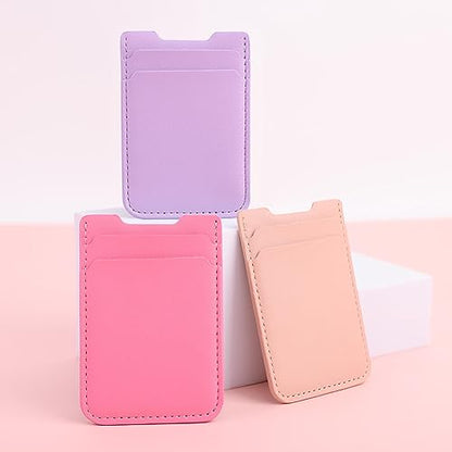 Fulgamo Phone Wallet Stick on,Card Holder for Phone Case,Phone Card Holder - color: Hot Pink,Purple,Nude