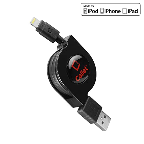 Retractable Lightning iPhone Cable, Charging Cord Compatible with Apple iPhone 14 Pro Max Plus mini 13 12 11 Xs Xr X SE 8 7 6 5 iPad Pro Air Mini 6 iPod Touch, Nano (MFI Certified) (Lighting Black) - style: Lighting (Apple) Black