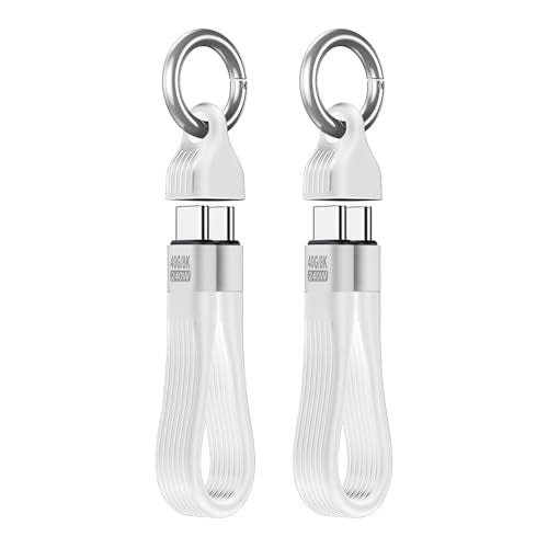 240W Short USB C Cable Keychain, 40Gbps 8K Fast Charge, 2 Pack - color: White, size: Keychain male to male