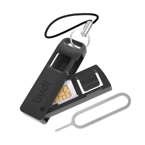 BUDI Sim Card Tray Pin Eject Removal Tool Needle Opener Ejector with SIM/TF Card Storage Small Box