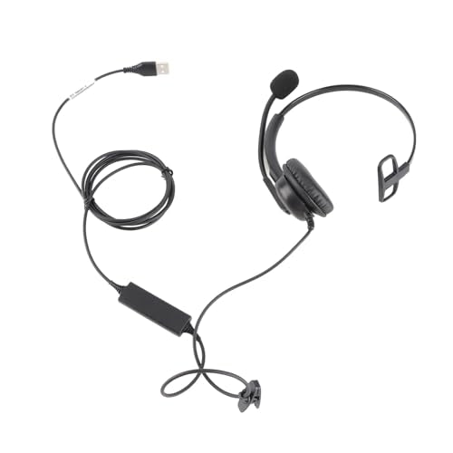 SUNGOOYUE Single Ear Headset, Comfortable Lightweight Noise Canceling Wired Headset with Mic for Call Center (USB Interface) - size: USB interface