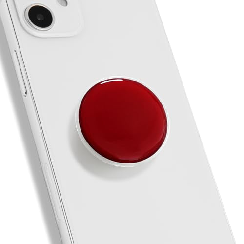 OnTheGrip Cute Solid Macaron Color Round Shape Collapsible Mobile Phone Grip Stand Holder for Smartphone Tablet Cell Phone Accessory (Red)