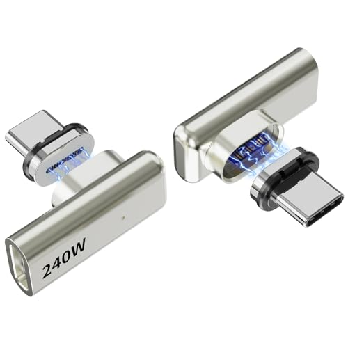 240W 90°/Straight Magnetic USB-C Adapter, 24pin 2-Pack for Mac/PC - size: 2 Pack (2 Tips)
