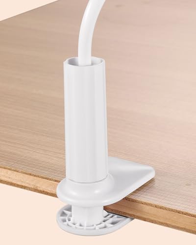 3.2 Ft Cell Phone Clip Bed Stand Holder, with Grip Flexible Long Arm Gooseneck Bracket Mount Clamp for Desk, Compatible with iPhone or Other 3.5-7" Devices (White) - color: White