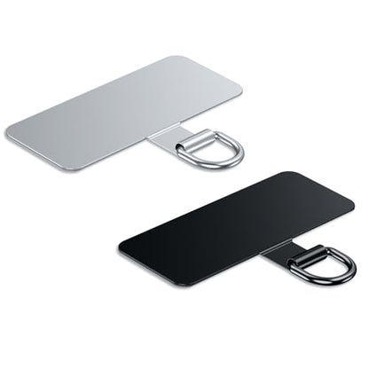 Phone Lanyard Tab, Heavy Duty Tether Tab for iPhone & Android, Metal Lanyard Patch & Strap Adapter, 44lbs Load Capacity, Universal Phone Case Insert for Strap & Charm (Fashion Silver+Black) - color: Fashion Silver+Black