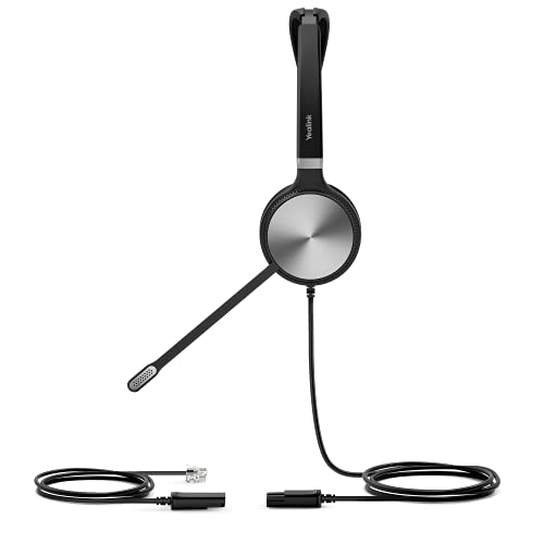Yealink YHS36 Mono Telephone Headset with RJ9 Jack Phone Headset with Microphone Noise Canceling, Compatible Poly Snom Desk Landline Phones (2.1m Cable)
