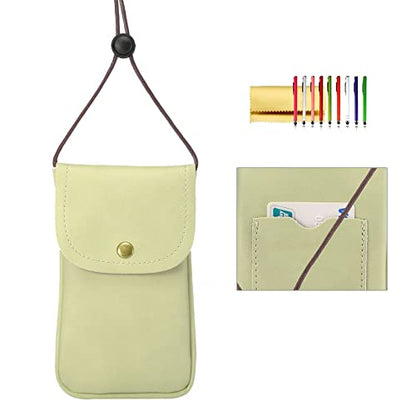 Cell Phone Neck Pouch, Techcircle PU Leather Carrying Bag with Credit Card Holder Adjustable Strap, Small Travel Purse for iPhone 11 XR XS Max SE 8 7 6 Plus, Galaxy S10 S7 Edge A10 J7, Moto G6 (Green) - color: 01 Green