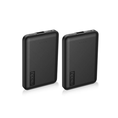 Miady 2-Pack Small Portable Charger 5000mAh Power Bank Travel Battery Pack - color: Deep Black+Black