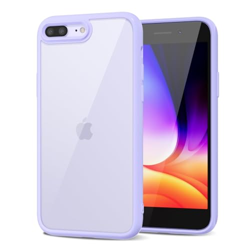 LoeoeL for iPhone 8 Plus/ 7 Plus Case Clear, Transparent Hybrid Phone Case [Hard Plastic & Soft Silicone Bumper] Acrylic Non Yellowing Thin Slim Protective Cover for Women, Purple Lavender - color: Lilac, size: 7 Plus / 8 Plus