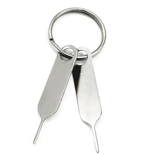 2 Pcs Universal Sim Card Tray Removal Key Tray Eject Pins, SD Removal Opening Tool with A Key Ring, for iPhone iPad Samsung Galaxy Google Pixel Phones