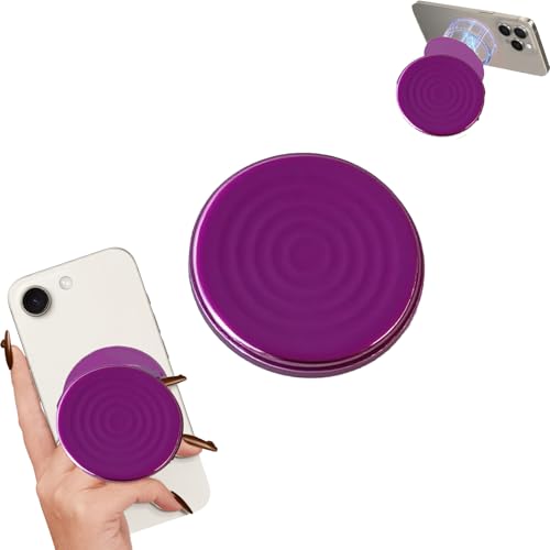 Rookii Strong Magnetic Phone Grip Compatible with Magsafe,Relax Your Fingers Cell Phone Grip Stand Magnetic Ring Holder Finger Kickstand for iPhone/Android Magnet Removable Accessories Cute (Purple) - color: purple