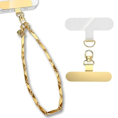 Phone Wrist Strap Phone Charm Strap Metal Phone Chain Tab Welding Process not Easy to Break - color: Gold