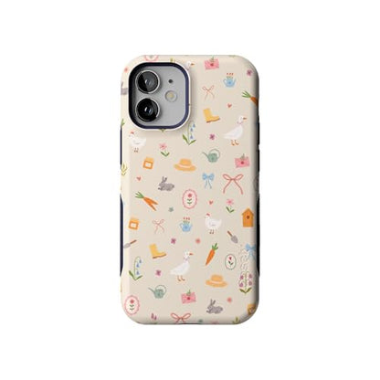 Casely iPhone 12 Mini Case | Hoppy Garden | Spring Things | Bold Protective Design | Compatible with MagSafe - color: Hoppy Garden | Spring Things, size: Iphone 12 Mini