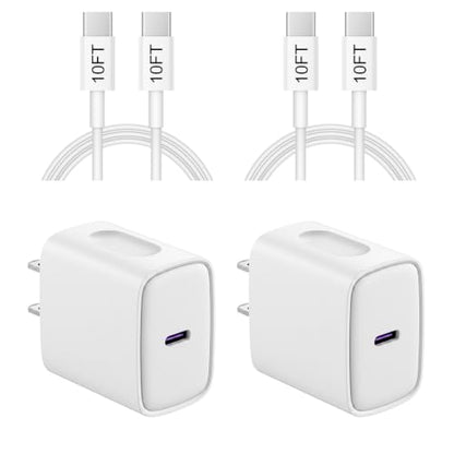 iPhone 17 16 15 Charger Fast Charging 10FT - 20W USB C Charger Block - color: White, size: 10FT