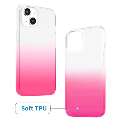 JJGoo Compatible with iPhone 15 Case Clear, Soft Clear TPU Phone Cases, Shockproof Transparent Bumper Cover Slim Thin Phone Case, Gradient Pink - color: Gradient Pink